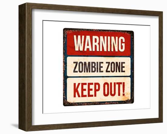 Warning - Zombie Zone-Keep Out-null-Framed Art Print