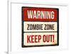 Warning - Zombie Zone-Keep Out-null-Framed Art Print