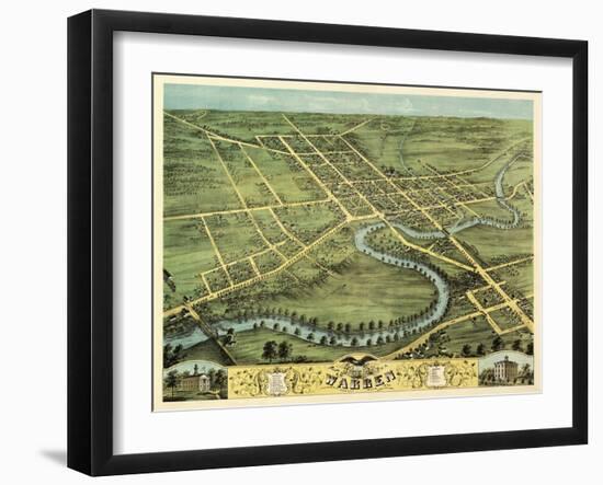 Warren, Ohio - Panoramic Map-Lantern Press-Framed Art Print