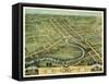 Warren, Ohio - Panoramic Map-Lantern Press-Framed Stretched Canvas