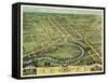 Warren, Ohio - Panoramic Map-Lantern Press-Framed Stretched Canvas