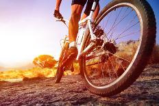 Extreme Mountain Bike Sport Athlete Man Riding Outdoors Lifestyle Trail-warrengoldswain-Photographic Print