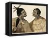 Warrior and His Wife Dressed in Traditional New Zealand Costume-Sydney Parkinson-Framed Stretched Canvas