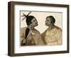 Warrior and His Wife Dressed in Traditional New Zealand Costume-Sydney Parkinson-Framed Giclee Print