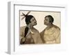 Warrior and His Wife Dressed in Traditional New Zealand Costume-Sydney Parkinson-Framed Giclee Print