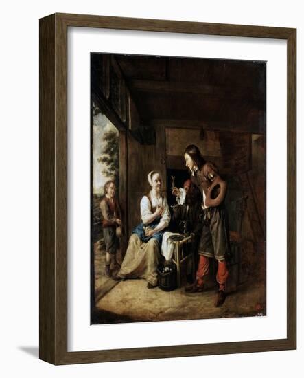 Warrior and Servant, 1653-Pieter de Hooch-Framed Giclee Print