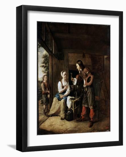 Warrior and Servant, 1653-Pieter de Hooch-Framed Giclee Print