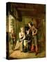 Warrior and Servant, 1653-Pieter de Hooch-Stretched Canvas