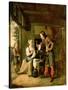 Warrior and Servant, 1653-Pieter de Hooch-Stretched Canvas