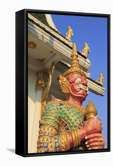 Warrior in Wat Chamongkron Royal Monastery, Pattaya City, Thailand, Southeast Asia, Asia-Richard Cummins-Framed Stretched Canvas