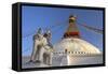 Warrior on Elephant Guards the North Side of Boudhanath Stupa-Peter Barritt-Framed Stretched Canvas