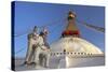 Warrior on Elephant Guards the North Side of Boudhanath Stupa-Peter Barritt-Stretched Canvas