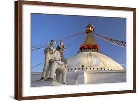 Warrior on Elephant Guards the North Side of Boudhanath Stupa-Peter Barritt-Framed Photographic Print