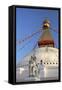 Warrior on Elephant Guards the North Side of Boudhanath Stupa-Peter Barritt-Framed Stretched Canvas