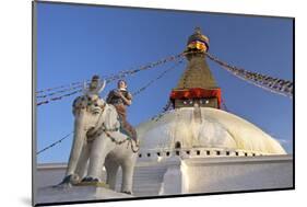 Warrior on Elephant Guards the North Side of Boudhanath Stupa-Peter Barritt-Mounted Photographic Print