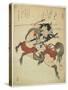 Warrior on His Horse-Yanagawa Shigenobu-Stretched Canvas