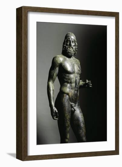 Warriors Called Riace Bronzes. Detail. 460 Bc. (Sculpture)-Greek school-Framed Giclee Print
