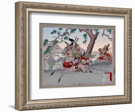 Warriors on Horseback, Japanese Wood-Cut Print-Lantern Press-Framed Art Print