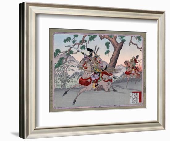 Warriors on Horseback, Japanese Wood-Cut Print-Lantern Press-Framed Art Print