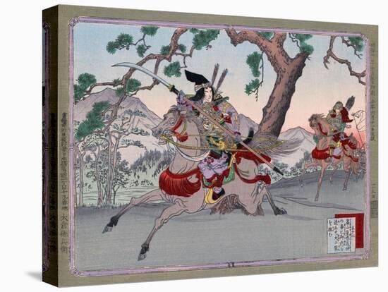 Warriors on Horseback, Japanese Wood-Cut Print-Lantern Press-Stretched Canvas