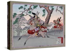 Warriors on Horseback, Japanese Wood-Cut Print-Lantern Press-Stretched Canvas
