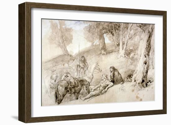 Warriors Resting, 19th Century-John Gilbert-Framed Giclee Print