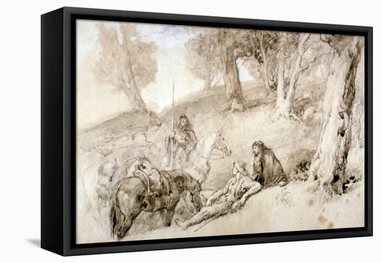 Warriors Resting, 19th Century-John Gilbert-Framed Stretched Canvas