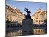 Warsaw Mermaid Fountain and Reflections of the Old Town Houses, Old Town Square, Warsaw, Poland-Gavin Hellier-Mounted Photographic Print