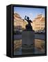 Warsaw Mermaid Fountain and Reflections of the Old Town Houses, Old Town Square, Warsaw, Poland-Gavin Hellier-Framed Stretched Canvas