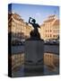 Warsaw Mermaid Fountain and Reflections of the Old Town Houses, Old Town Square, Warsaw, Poland-Gavin Hellier-Stretched Canvas
