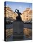 Warsaw Mermaid Fountain and Reflections of the Old Town Houses, Old Town Square, Warsaw, Poland-Gavin Hellier-Stretched Canvas