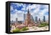 Warsaw, Poland. Aerial View Palace of Culture and Science and Downtown Business Skyscrapers, City C-Michal Bednarek-Framed Stretched Canvas