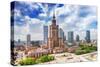 Warsaw, Poland. Aerial View Palace of Culture and Science and Downtown Business Skyscrapers, City C-Michal Bednarek-Stretched Canvas