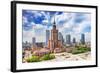 Warsaw, Poland. Aerial View Palace of Culture and Science and Downtown Business Skyscrapers, City C-Michal Bednarek-Framed Photographic Print