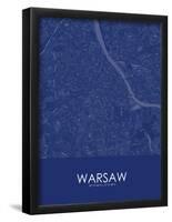 Warsaw, Poland Blue Map-null-Framed Poster