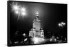 Warsaw, Poland Downtown Skyline At Night In Black And White-Michal Bednarek-Framed Stretched Canvas