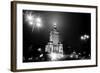 Warsaw, Poland Downtown Skyline At Night In Black And White-Michal Bednarek-Framed Art Print