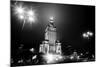 Warsaw, Poland Downtown Skyline At Night In Black And White-Michal Bednarek-Mounted Art Print