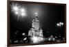 Warsaw, Poland Downtown Skyline At Night In Black And White-Michal Bednarek-Framed Art Print