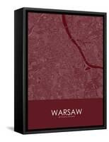 Warsaw, Poland Red Map-null-Framed Stretched Canvas