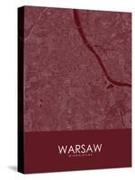 Warsaw, Poland Red Map-null-Stretched Canvas