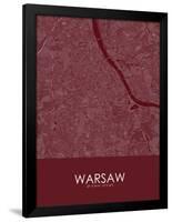 Warsaw, Poland Red Map-null-Framed Poster