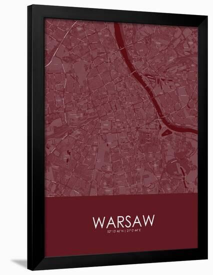 Warsaw, Poland Red Map-null-Framed Poster