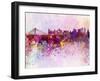 Warsaw Skyline in Watercolor Background-paulrommer-Framed Art Print