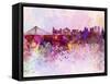 Warsaw Skyline in Watercolor Background-paulrommer-Framed Stretched Canvas