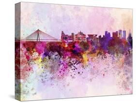Warsaw Skyline in Watercolor Background-paulrommer-Stretched Canvas