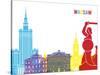 Warsaw Skyline Pop-paulrommer-Stretched Canvas