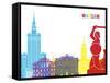 Warsaw Skyline Pop-paulrommer-Framed Stretched Canvas