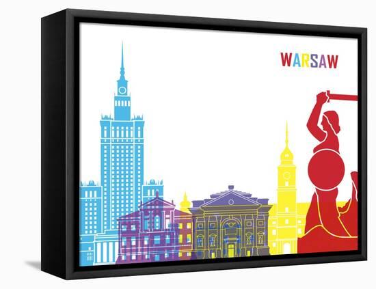 Warsaw Skyline Pop-paulrommer-Framed Stretched Canvas