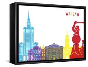 Warsaw Skyline Pop-paulrommer-Framed Stretched Canvas